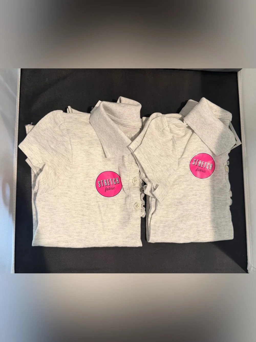 The Children's Place Girls' Uniform Light Gray Stretch Polo Top - Set of 2